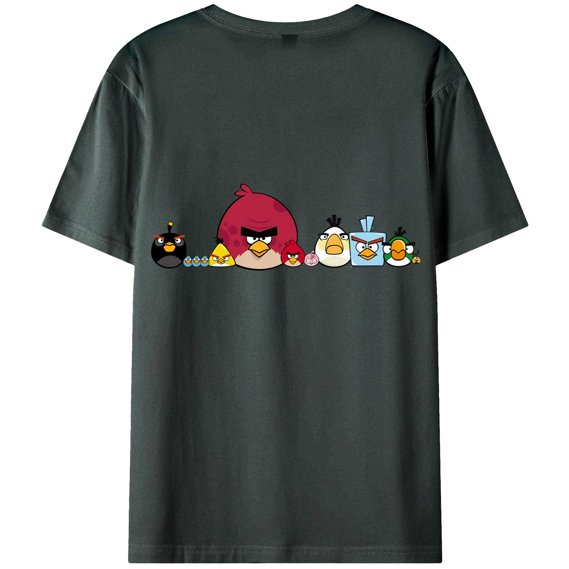 （画像用） Angry Birds アングリーバード 綿100％ メンズ半袖Tシャツ（バックプリント） 通気性